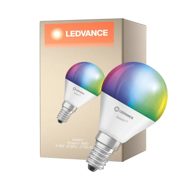 Ledvance Smart+ Wifi E14 Pera 5W 470lm - 827-865 Ajustable Blanco | RGBW - Regulable - Reemplazo 40W