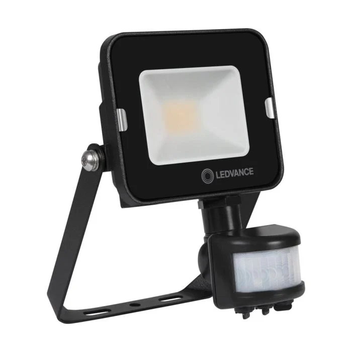 Ledvance Proyector LED Compacto Negro 10W 1000lm 100D - 840 Blanco Frio | IP65 - Simétrico - Sensor de movimiento y luz