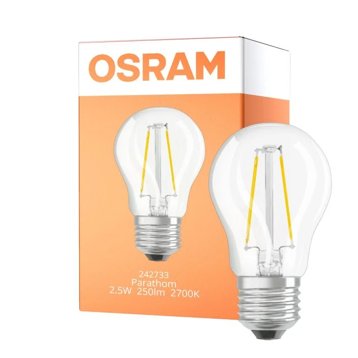 Osram Parathom Retrofit Classic LED E27 Esférica Con Filamento Clara 2.5W 250lm - 827 Luz Muy Cálida | Reemplazo 25W