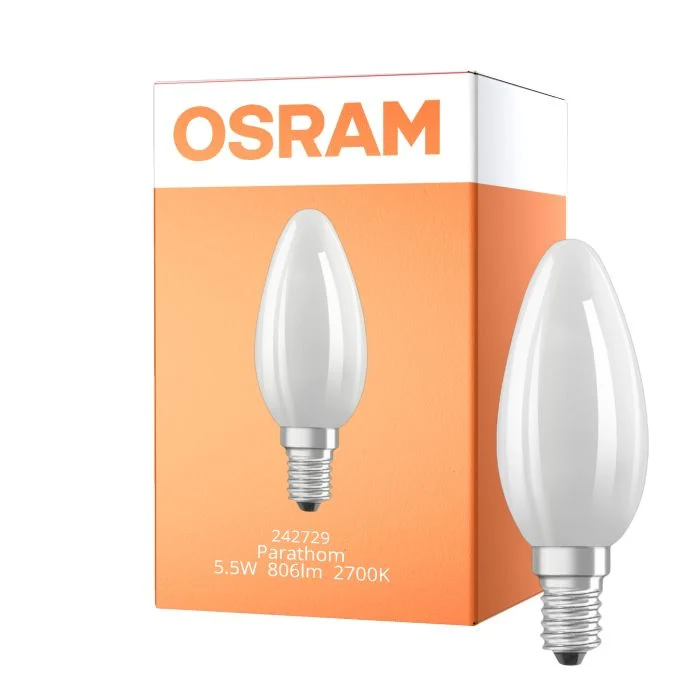 Osram Classic LED E14 Vela Matt 5.5W 806lm - 827 Luz muy Cálida | Regulable – Reemplazo 60W
