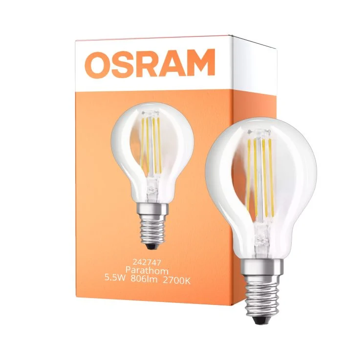 Osram Parathom Retrofit Classic LED E14 Esférica con Filamento Clara 5.5W 806lm - 827 Luz muy Cálida | Reemplazo 60W