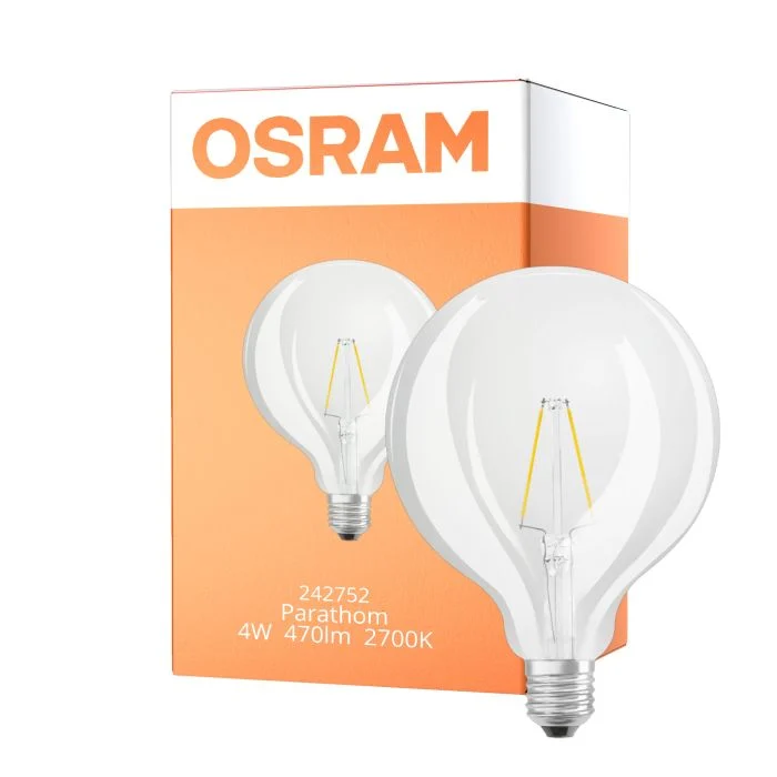 Osram Retrofit LED E27 Globe con Filamento Clara 4W 470lm - 827 Luz muy Cálida | Reemplazo 40W