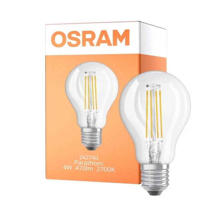 Osram Parathom Retrofit Classic LED E27 Pera con Filamento Clara 4W 470lm - 927 Luz muy Cálida | Mejor reproducción de color - Regulable - Reemplazo 40W