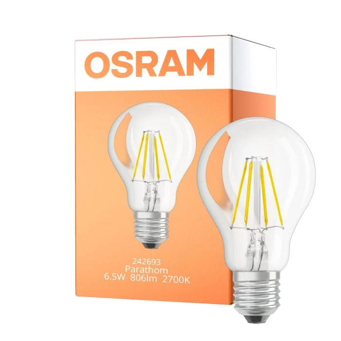 Osram Parathom Retrofit Classic LED E27 Esférica con Filamento Clara 6.5W 806lm - 827 Luz muy Cálida | Reemplazo 60W