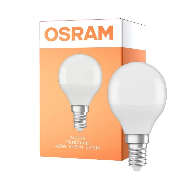 Osram Parathom Classic LED E14 Esférica Mate 4.9W 470lm - 827 Luz muy Cálida | Reemplazo 40W