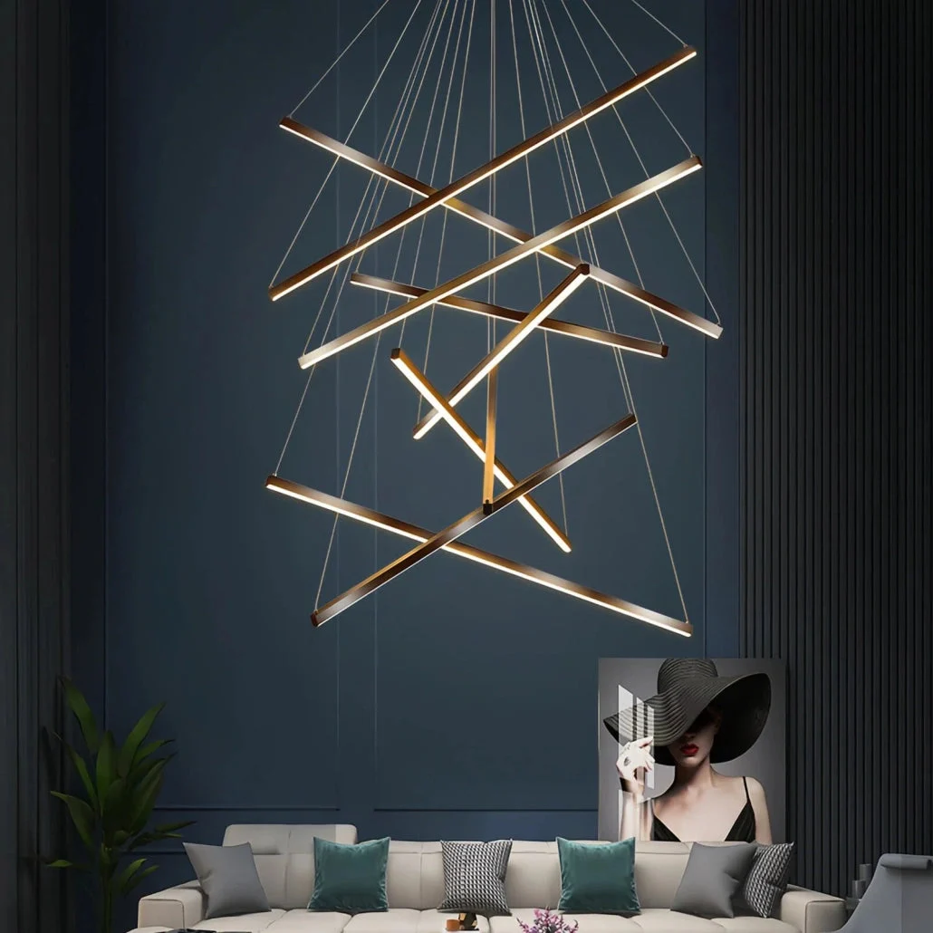 Lámpara colgante para escalera de diseño lineal LED regulable moderna