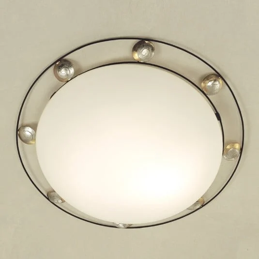 Plafón Fraterna, cristal, metal, Ø 52 cm