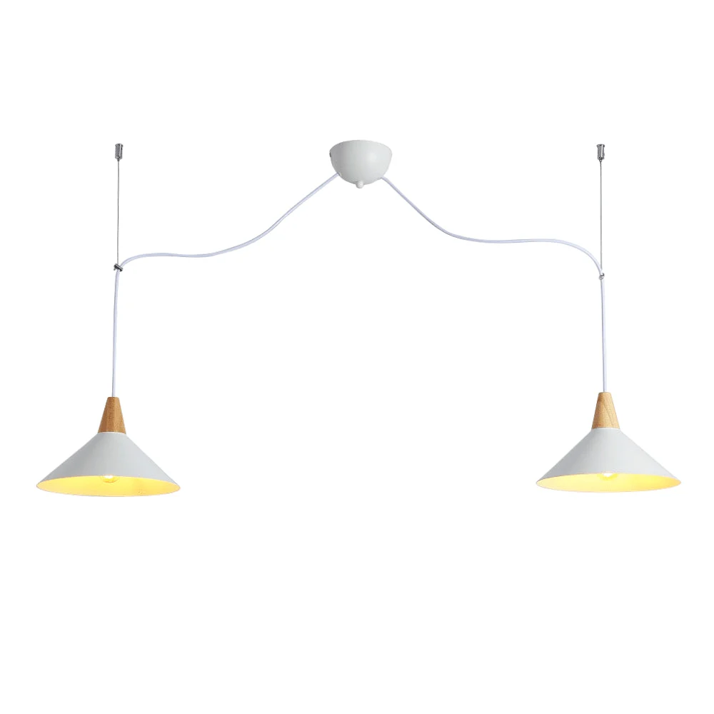 Lampara colgante doble metal y madera  "Selroom" - 2xE27