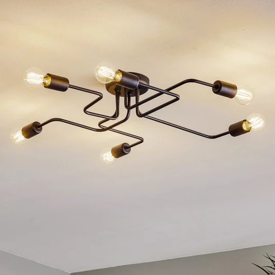 Lámpara de techo Tube 6 luces negro