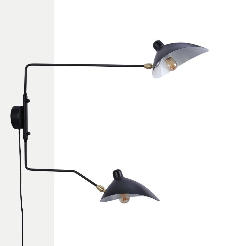 Aplique de pared de diseño "Louise" con interruptor y enchufe - 2xE27