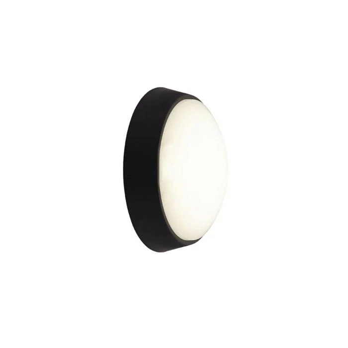 Ansell Plafón LED Techo/Pared Helder Circular Simple Negro 12.5W 1058lm - 830-840-865 CCT | 215mm - IP54 - Sensor de movimiento y luz