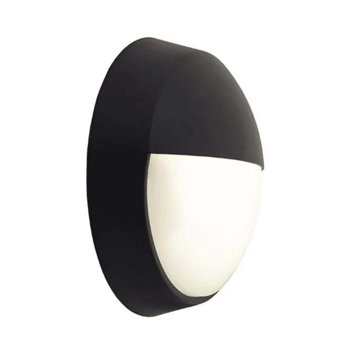 Ansell Plafón LED Techo/Pared Helder Circular Párpado Negro 12.5W 1058lm - 830-840-865 CCT | 215mm - IP54 - Sensor de movimiento y luz