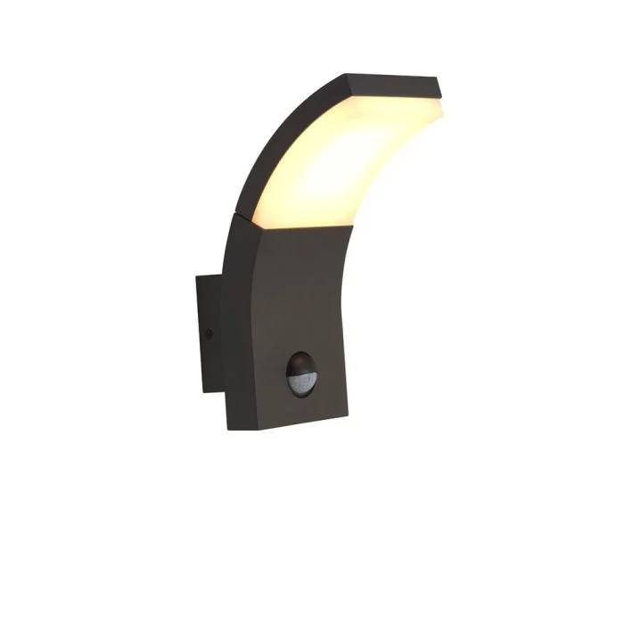 Ansell LED Luz de pared Senza Grafito  6W 410lm - 830 Luz Cálida | IP54 - Sensor de movimiento y luz