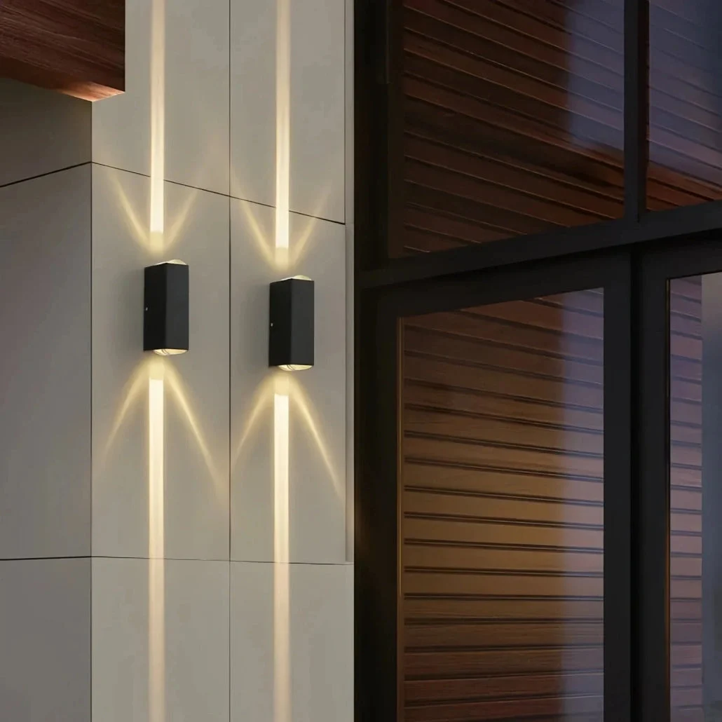 Aplique de pared exterior bidireccional negro rectangular IP65
