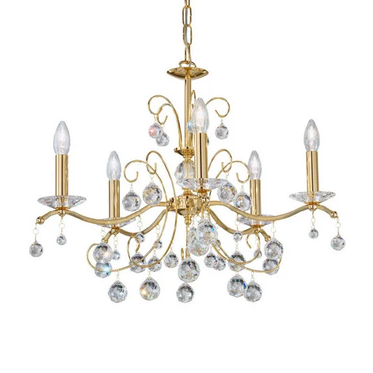 Lámpara de araña Carmen II de Austrolux, cristal dorado, 65 cm