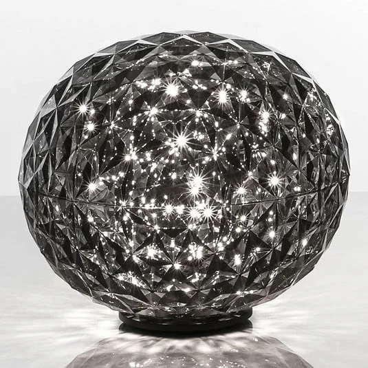 Lámpara de mesa LED Planet esférica, ahumado