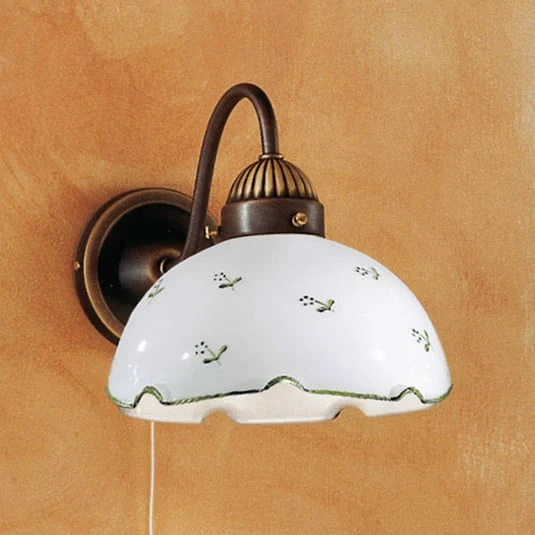Lámpara de pared Nonna, flores dispersas, verde