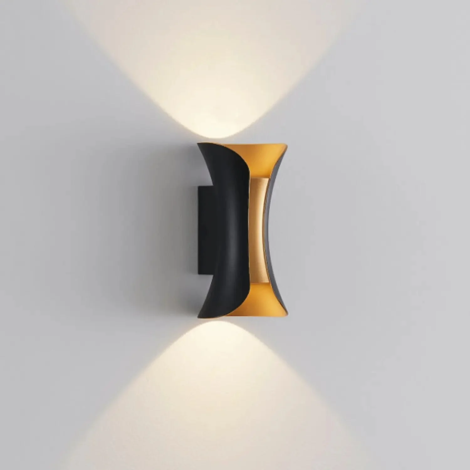 Luzora - Lámpara de Pared Negro Blanco Oro Exterior Interior Elegante y Duradera IP65
