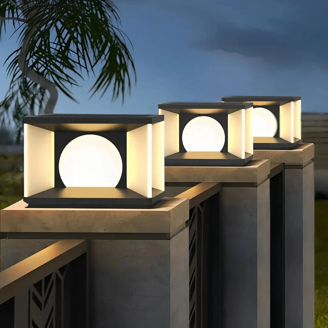 Lámpara sobremuro exterior solar LED negra IP65 moderna de jardín