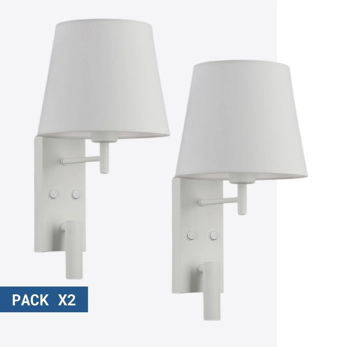 Pack x 2 - Aplique de pared para lectura con foco LED "NOAH" - 3,4W