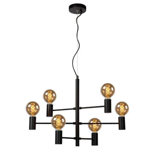 Lámpara colgante Leanne, negro, 6 luces