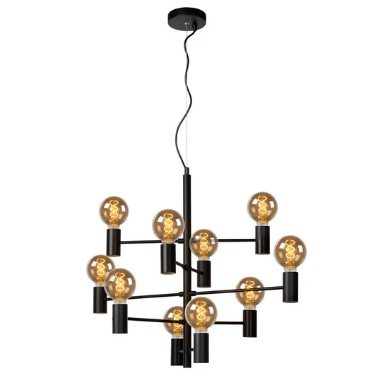 Lámpara colgante Leanne, negro, 10 luces