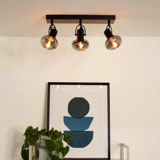 Madee downlight de techo, negro/humo, 3 luces