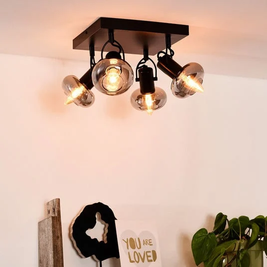 Madee downlight de techo, negro/humo, 4 luces