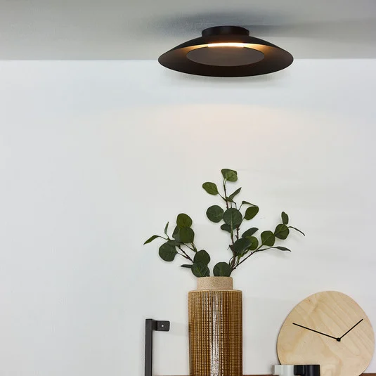 Plafón LED Foskal en negro, Ø 34,5 cm