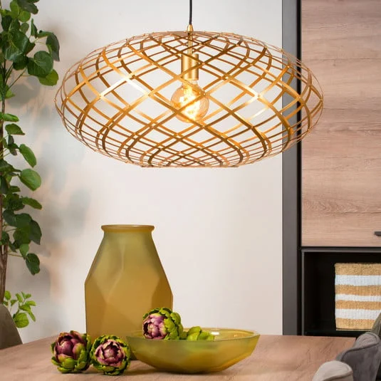 Lámpara colgante de tungsteno, pantalla Oval, 65 cm, dorada