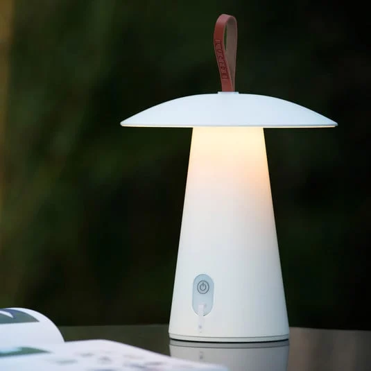 Lámpara de sobremesa recargable La Donna LED, blanca, aluminio, atenuable