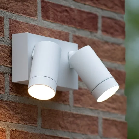 Foco de pared de exterior Taylor Sensor, 2 luces blanco