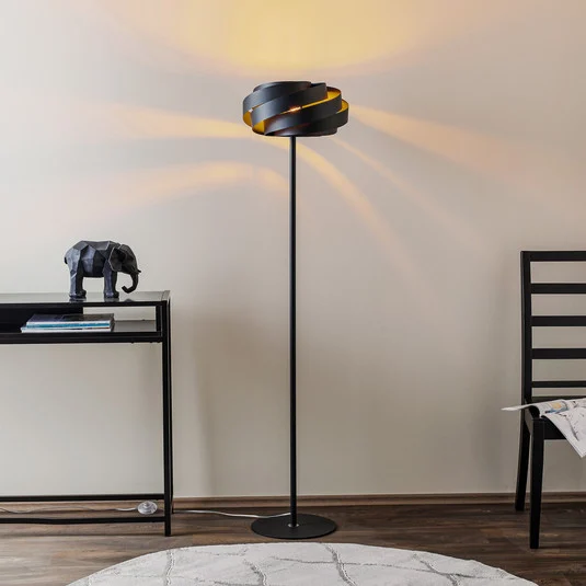 Lámpara de pie Vento, negra, metal, E27, Ø 40 cm
