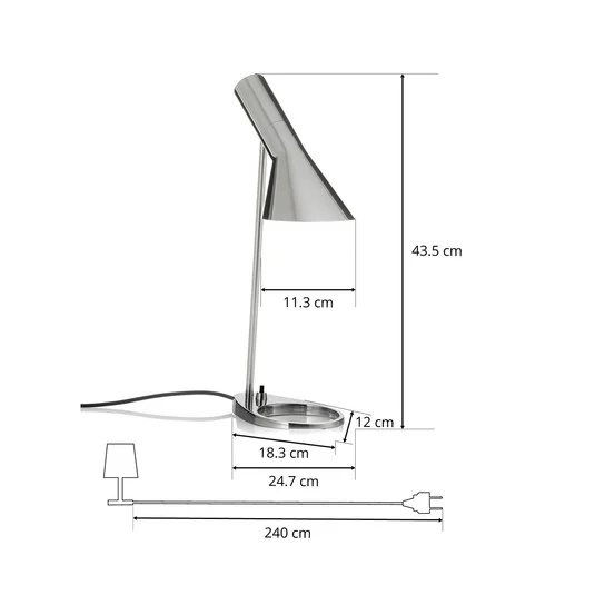 Louis Poulsen AJ Mini lámpara de mesa, acero inoxidable