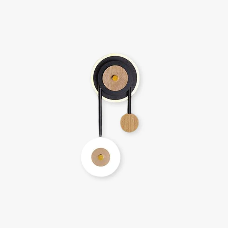 Nordic Moderno Redondo Madera Aplique de Pared Negro