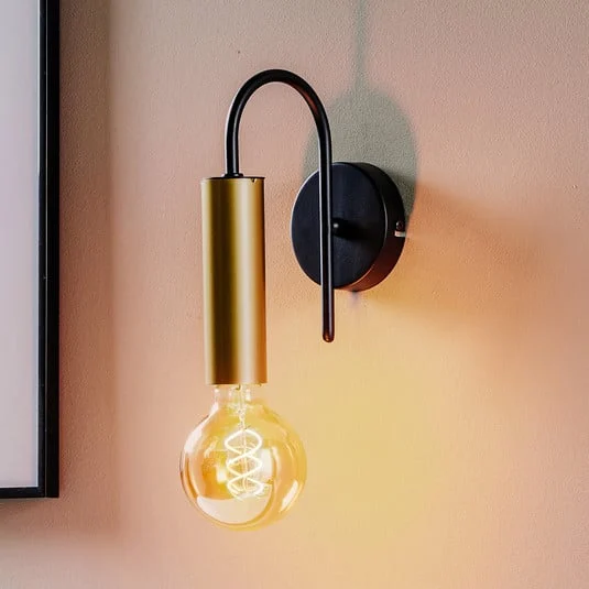 Aplique de pared Loppe, 1 luz, negro/dorado