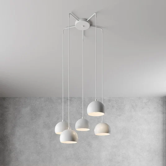 Lámpara colgante Sool, blanca, Ø 53 cm, 5 luces, metal, E27