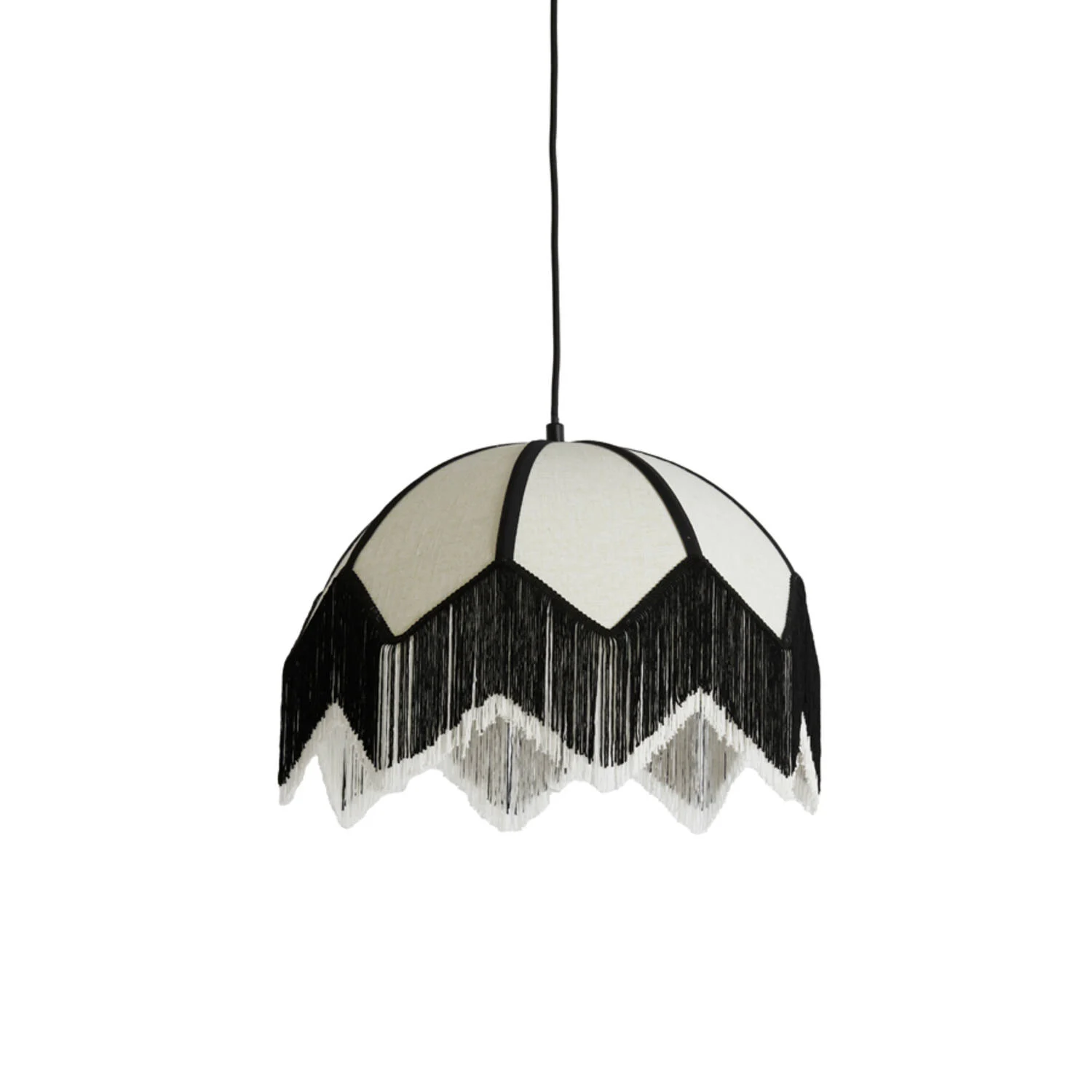 Lámpara negra colgante con flecos para un toque bohemio Light & Living Sulina