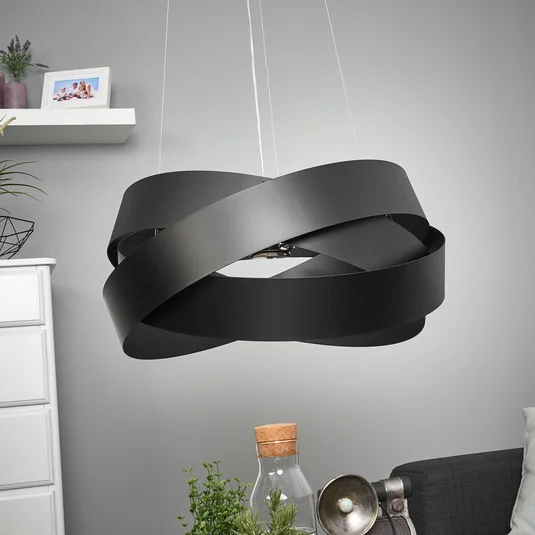 Lámpara colgante Pura en negro, 60cm, 8x G9