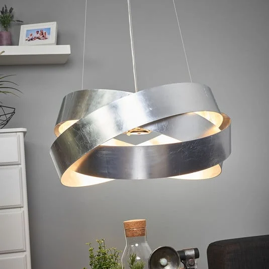 Lámpara colgante Pura con pan de plata, 60 cm, 8x G9