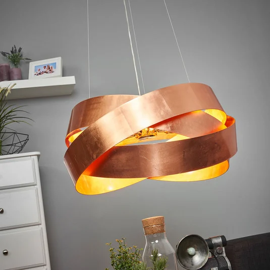 Lámpara colgante Pura en cobre, 60cm, 8x G9
