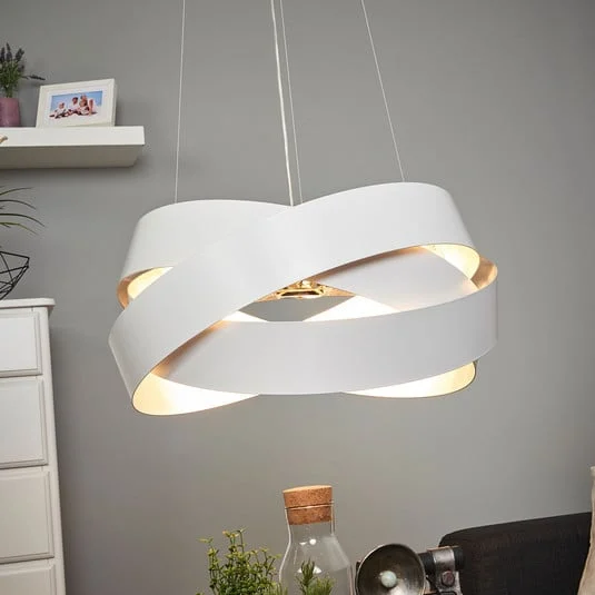 Pura lámpara colgante blanco/plata, 60cm, 8x G9