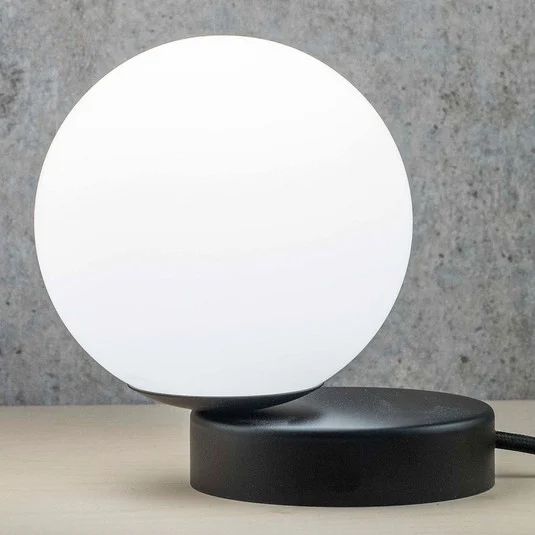 Lámpara de mesa Lumi redonda negra