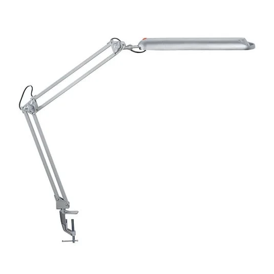 Lámpara de mesa LED MAULatlantic, plateada, altura 38 cm, base con pinza