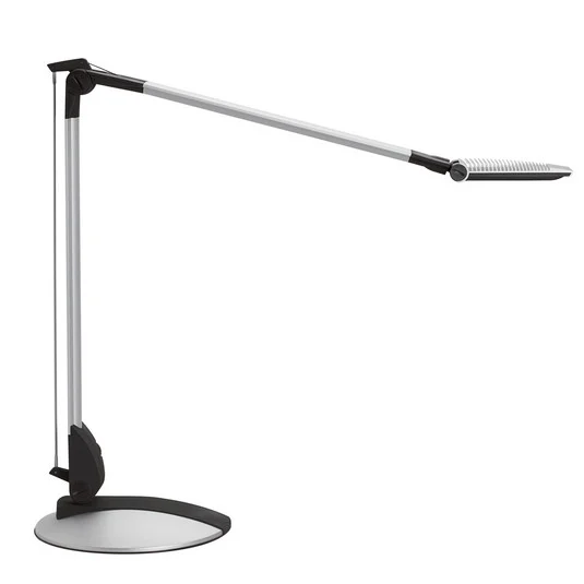 Lámpara de mesa LED MAULoptimus, plateada, pie, CCT atenuable