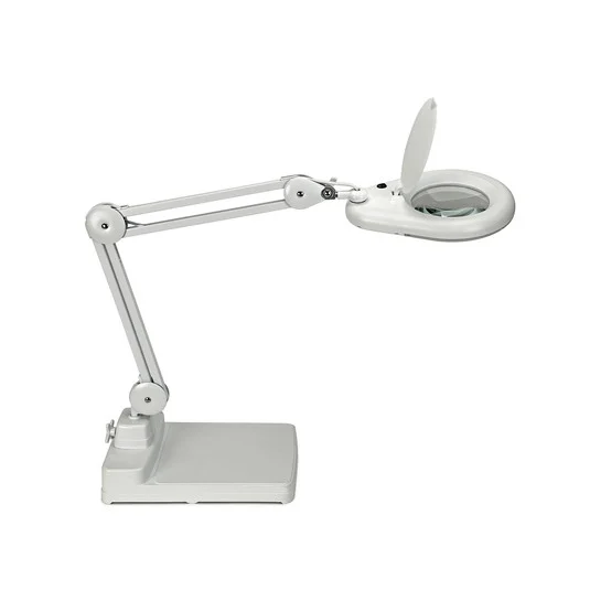 Lámpara con lupa LED MAULviso, blanca, 48 cm, metal