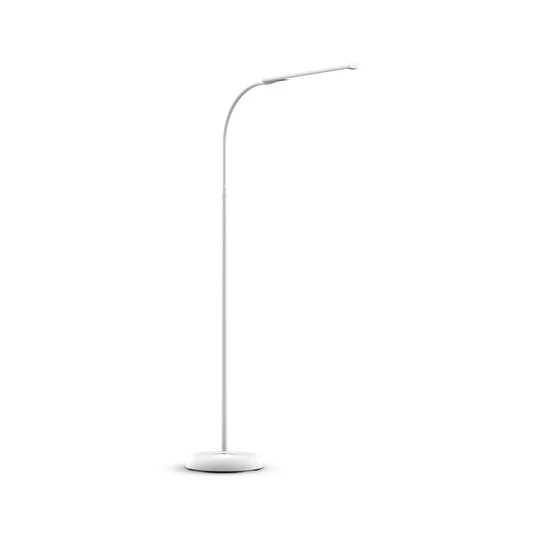Lámpara de pie LED MAULpirro, blanca, 126 cm, atenuable