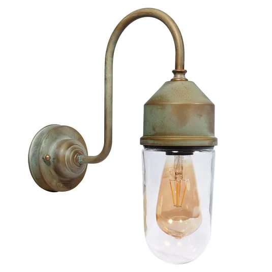Aplique 1950N latón antiguo, vidrio transparente