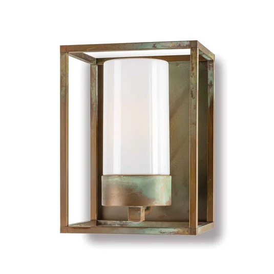 Aplique de exterior Cubic³ 3366 latón antiguo/opal