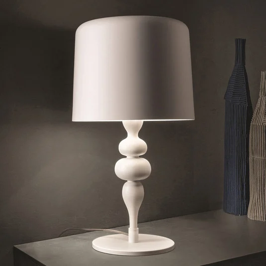 Lámpara de mesa Eva TL1 M, alto 53 cm blanco mate